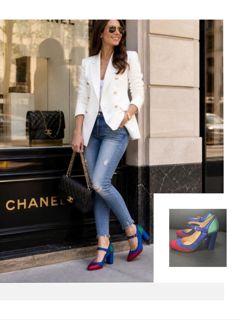 J. Crew Collection Italian Made Colorblick Satin Mary Jane Buckle Pumps Size 7.5